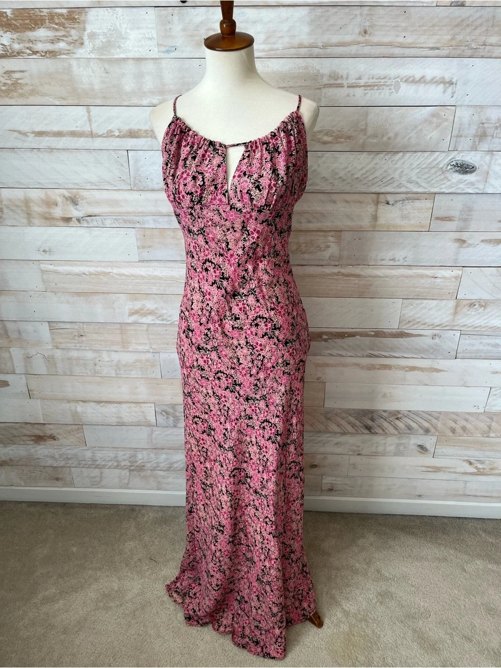 NWT Free People size L Bon Voyage midi dress in black combo